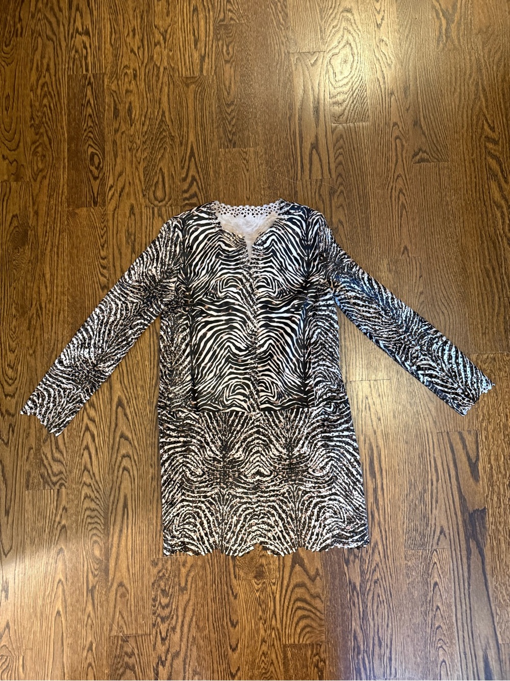 Elie Tahari Black and White Zebra Print Tunic
